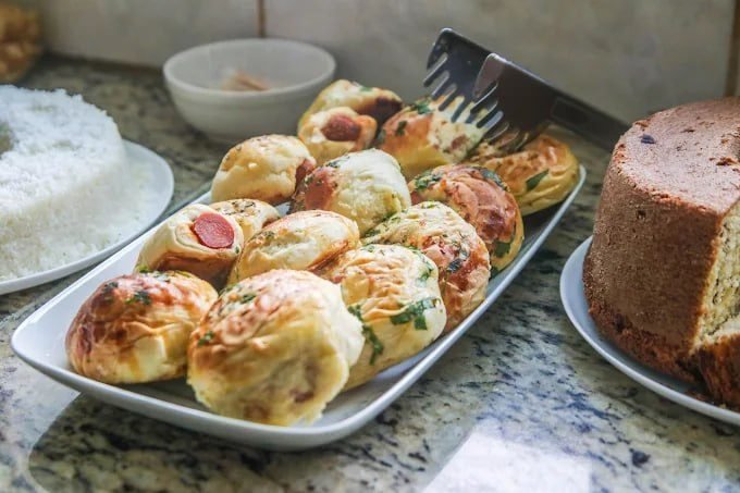 Pães e bolos do café da manhã
